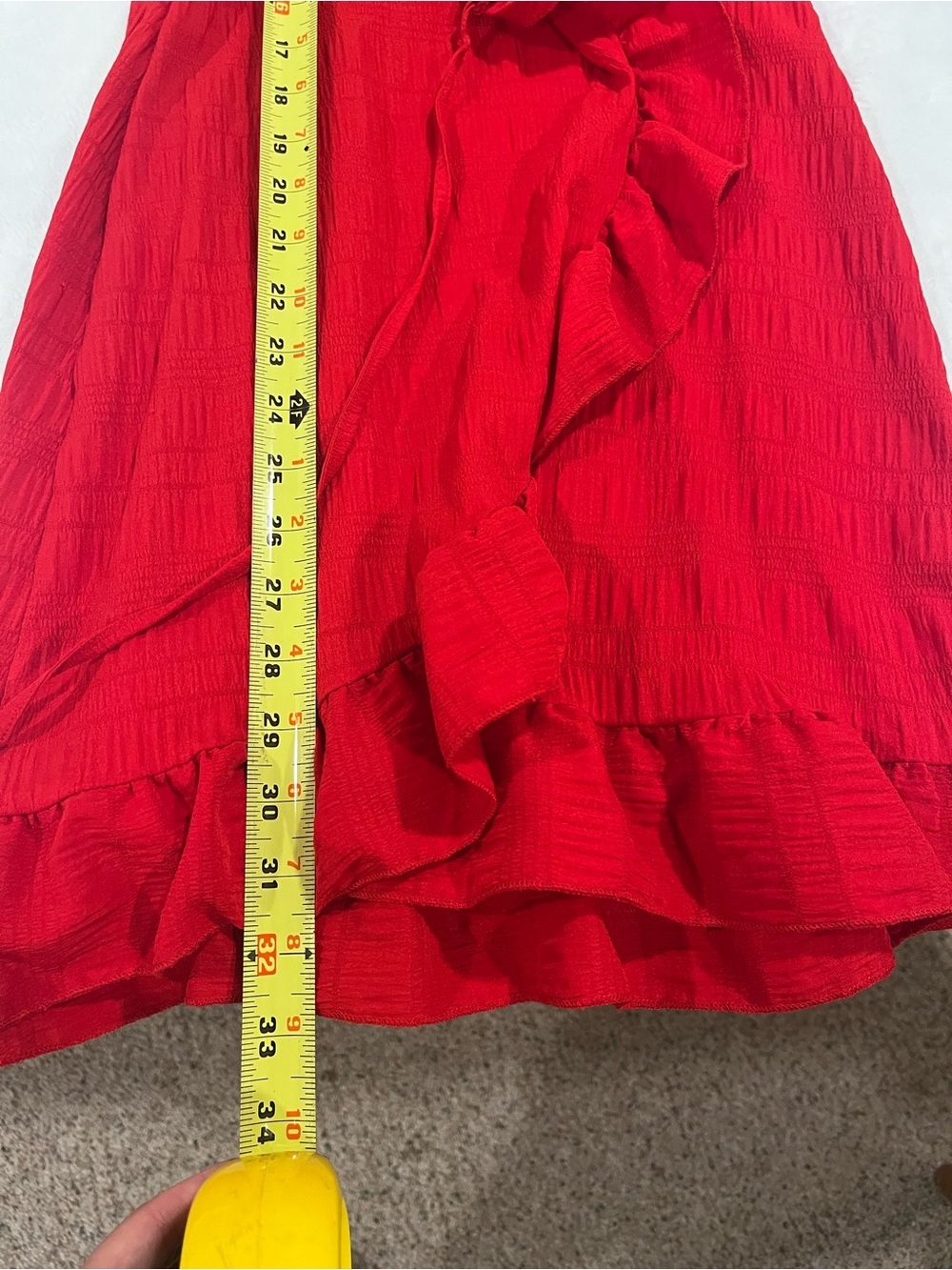 SHEIN Red Textured Wrap Dress - Small - Picture 7 of 7